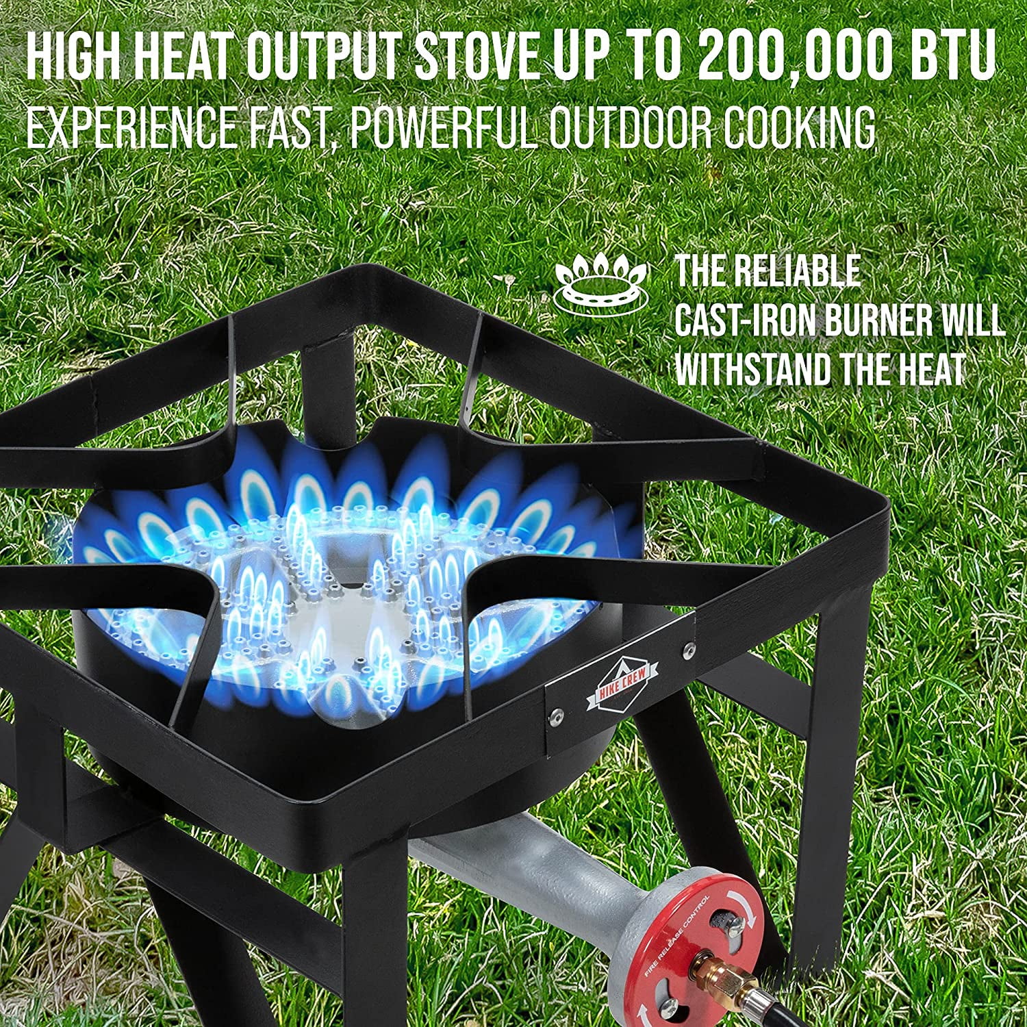 Hike Crew Cast Iron Gas Stove 1 Burner Portable for Camping & Outdoor Cooking