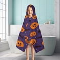 thumbnail image 6 of Halloween Pumpkin Bat Pattern Hooded Bath Towel，50"x30" for Ages 3 To 12 Kids, Quick Dry Lightweight Soft Microfiber Hood Beach Towel Cover Up for Kids, 6 of 7