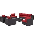thumbnail image 2 of Modway Convene 8 Piece Outdoor Patio Sectional Set in Espresso Red, 2 of 8