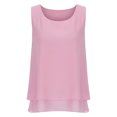 thumbnail image 4 of YYDGH Women's Chiffon Double Layered Tank Tops Summer Sleeveless Crew Neck Casual Blouses Shirts Pink XXXXL, 4 of 7