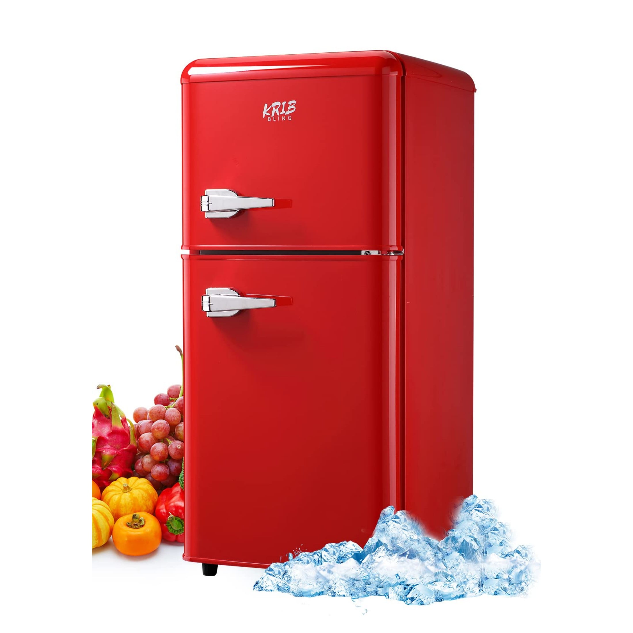 Retro 3.2 Cu ft Two Door Compact Refrigerator with Freezer, Red mini  refrigerador - AliExpress