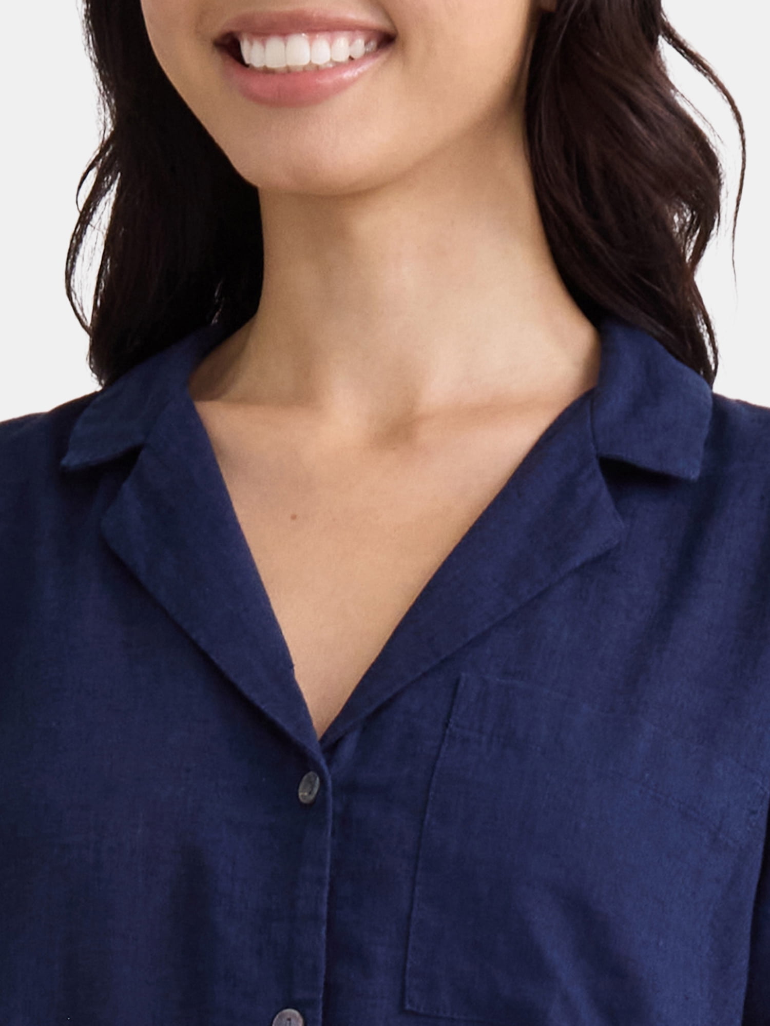 Time and Tru Women’s Cropped Camp Shirt, Sizes XS-XXXL