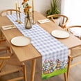 thumbnail image 3 of Easter Bunny Table Runner 48 Inches Long Farmhouse Dress Scarves, Cute Rabbits Chickens Flowers Rustic Purple Plaid Dining Tablerunner for Coffee Table/Kitchen Island/Party Décor, 13" x 48", 3 of 8