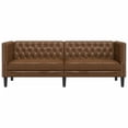thumbnail image 4 of vidaXL Chesterfield Sofa 3-Seater Brown Faux Suede Leather, 4 of 9
