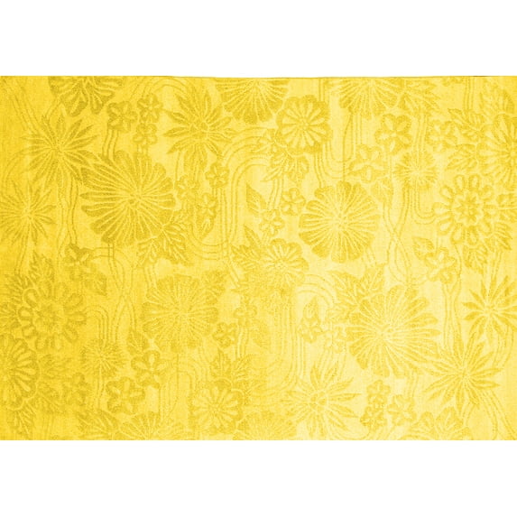 Ahgly Company Indoor Rectangle Abstract Yellow Contemporary Area Rugs, 5' x 8'