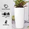 thumbnail image 4 of XBrand 29.5" H White Plastic Self Watering Indoor Outdoor Tall Round Planter Pot, Decorative Gardening Pot, Home Décor Accent, 4 of 9