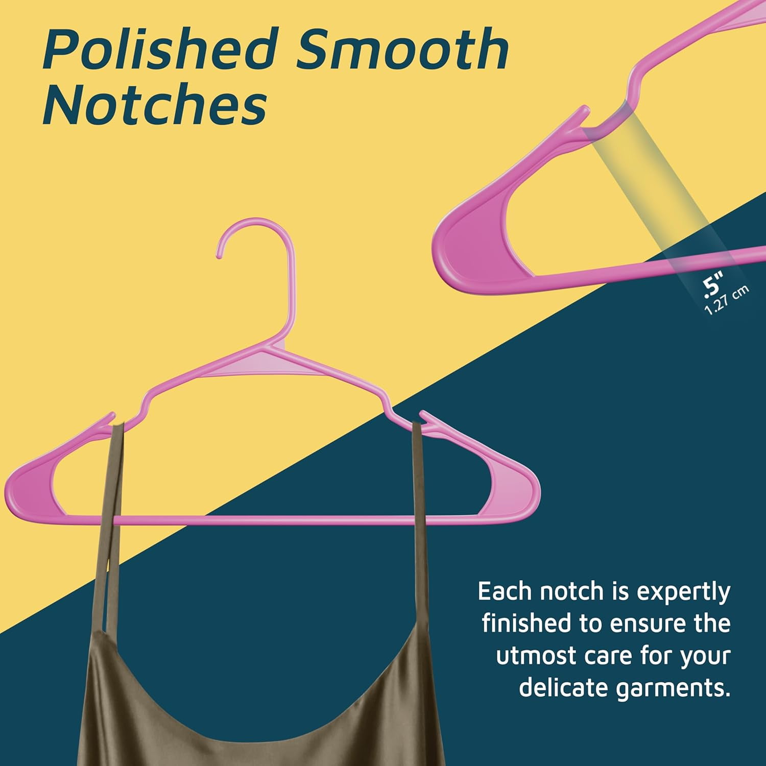 Lifemaster Plastic Clothes Hangers – Heavy Duty Hanger Set, For Organizing Clothes, Dresses, and Coat, Holds Up To 5 lbs, Space-saving Hangers with Non-Slip Shoulder Grooves, Pack of 50, Pink