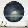 thumbnail image 2 of Designart 'Super Moon Over The Blue Sea' Nautical & Coastal Circle Metal Wall Art 23x23 - Disc of 23, 2 of 5