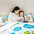 thumbnail image 4 of Feelyou Cartoon Colorful Puzzle Twin Bedding Sets 7-Piece, Kawaii Rainbow Cloud Bedding Comforter Set, Train Truck Vehicle Sheet Sets, Luxury Bedroom Decor, 4 of 7