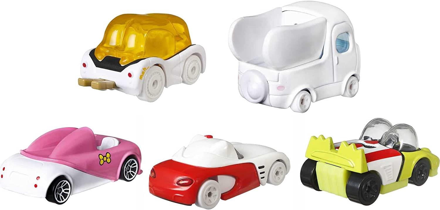 Hot Wheels Sanrio Set of 5 Character Toy Cars, Collectible Vehicles Including Hello Kitty