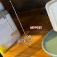 thumbnail image 5 of HuangShi Sanrio Hello Kitty Necklace Pendant Double Ring Clavicle Chain Diamond Silver Girlfriend Charms Clasped Anime Chain Jewelry Gift, 5 of 5