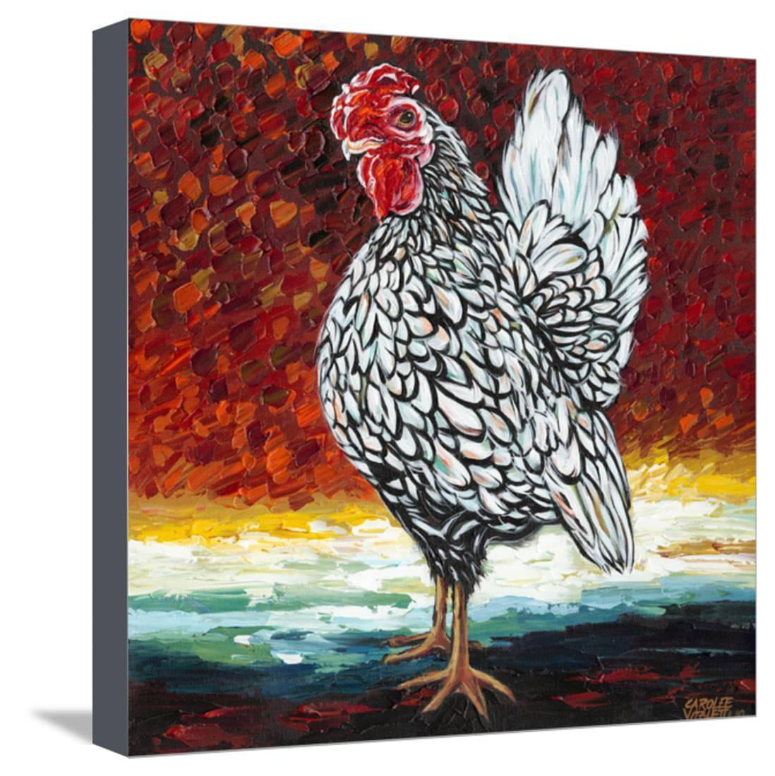 The Stupell Home Decor Blue Tinted Cow and Rooster Pasture Painting Wall Plaque Art 12 x 12 Multi-Color 
