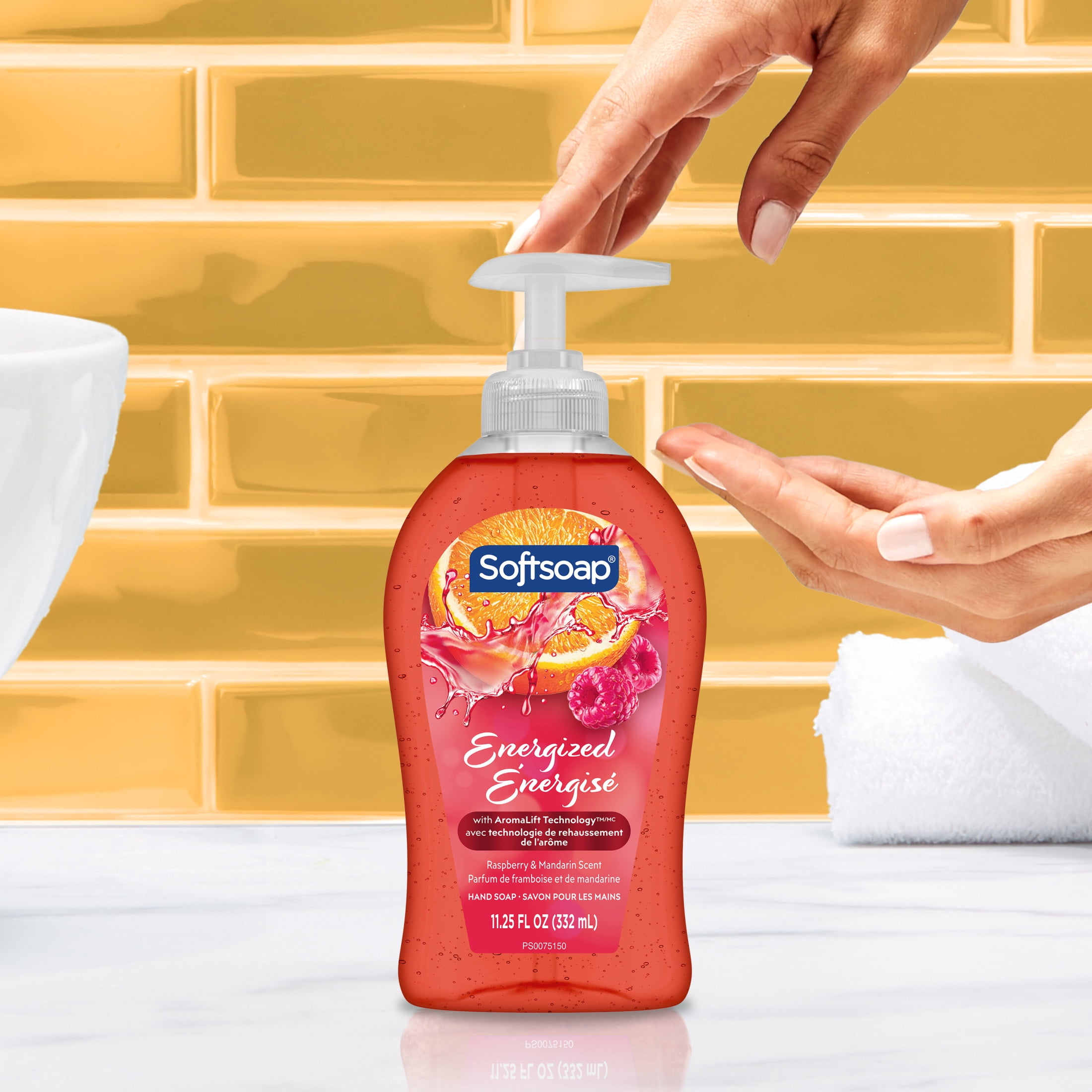 (3 pack) Softsoap Energized Liquid Hand Soap, Paraben Free, pH Balanced, Raspberry and Mandarin Scent, 11.25 fl oz Pump Bottle