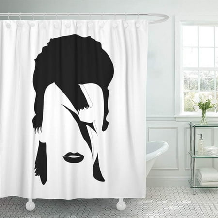 KSADK Black Rock Portrait of David Bowie British Songwriter and Actor White Brush Shower Curtain Bathroom Curtain 60x72