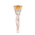 thumbnail image 4 of Vine Art Leaf Style Moissanite Ring Oval Shaped Citrine Engagement Ring in Sterling Silver/ Rose Gold Plated Engraved Promise Wedding Band Ring November Birthstone Jewelry, Ring Size 7, 4 of 8
