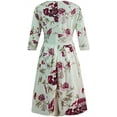 thumbnail image 5 of Women's Floral Printed Tunic Flared Midi Dress Round Neck Party Cocktail Dresses, 5 of 6