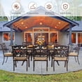 thumbnail image 3 of 9-Piece Cast Aluminum Outdoor Dining Set, Copper Red Patio Furniture for 8 Includes Unique Strawberry & Leaf 87" Rectangular Outdoor Dining Table and 8 Stackable Chairs with Cushions & Umbrella Hole, 3 of 7