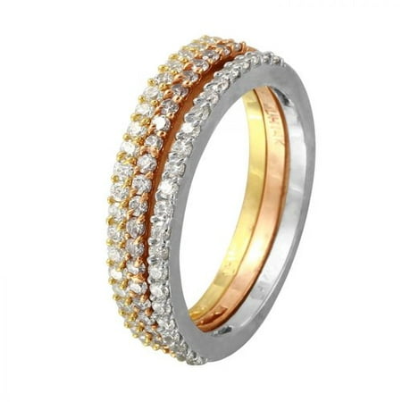 Foreli 14K Three tone Gold Ring With Cubic Zirconia