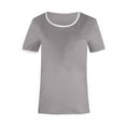 thumbnail image 4 of Fesfesfes Oversized Tshirt Women's Fashion Solid T-shirt Short Sleeves Blouse Round Neck Casual Tops Spring Tops 4(S), 4 of 4