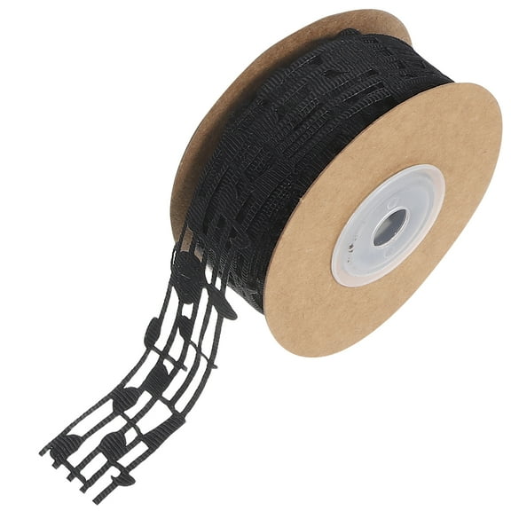 OFFIGAM Black Polyester Musical Notes Ribbon for Crafts, Wrapping, Party Decor and Projects