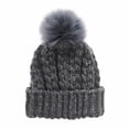 thumbnail image 2 of WITHMOONS Thick Crochet Knitted Faux Fur Pom Pom Beanie Hat Slouchy CR5147 (Grey), 2 of 4