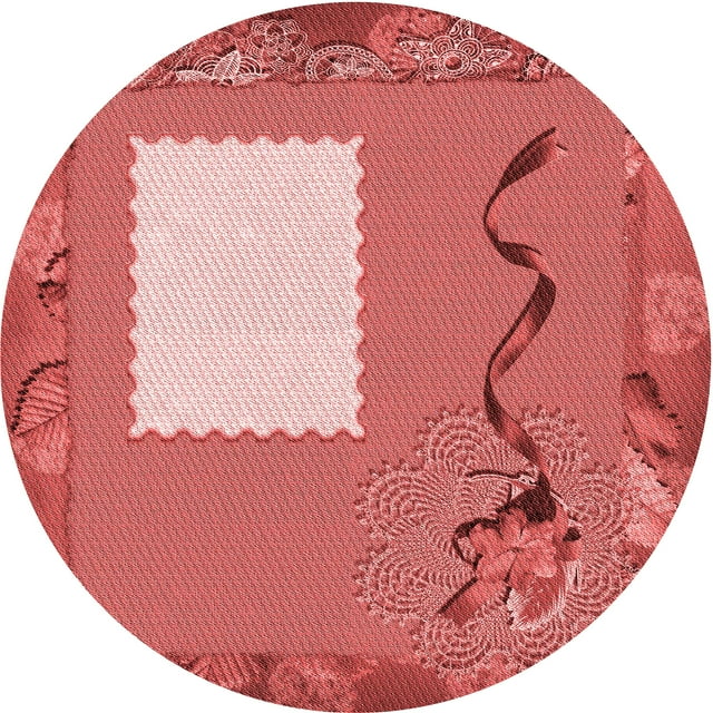 Ahgly Company Tapis Rond Lavable en Machine Intérieur Transitionnel Rouge, 5 Pieds Rond