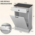 thumbnail image 3 of Spaco 36" Hidden Tilt Out Trash Can Cabinet with Drawer, Free Standing Garbage Cabinet, 10 Gallon Laundry Hamper Cabinet for Kitchen, Living Room, White, 3 of 11