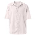 thumbnail image 4 of Cuoff Designer Spring Summer Men's Casual Cotton Linen Solid Color Short Sleeve Shirts Loose Shirts White 4X, 4 of 4