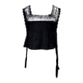thumbnail image 5 of WEIWEN Lace Tank Tops for Women Lace Trim Side Tie Tank Top Sleeveless Flowy Ruffle Cami Shirts Summer Going Out Crop Tops Black, S, 5 of 5