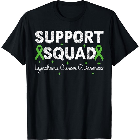 Support Squad Non Hodgkins Lymphoma Cancer Awareness T-ShirtMen's and women's gift, black and white T-shirt, size: Extra large S-4XL