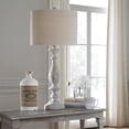 thumbnail image 2 of Signature Design by Ashley Bernadate Table Lamp Set (2), Whitewash, Farmhouse Candlestick Lamps with Drum Shades and 3-Way Switch, 2 of 4