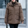 thumbnail image 2 of Fashion Winter Warm Coats for Womens Hooded Plus Size Casual Loose Solid Color Pocket Zippered Reversible Long Coat, 2 of 9