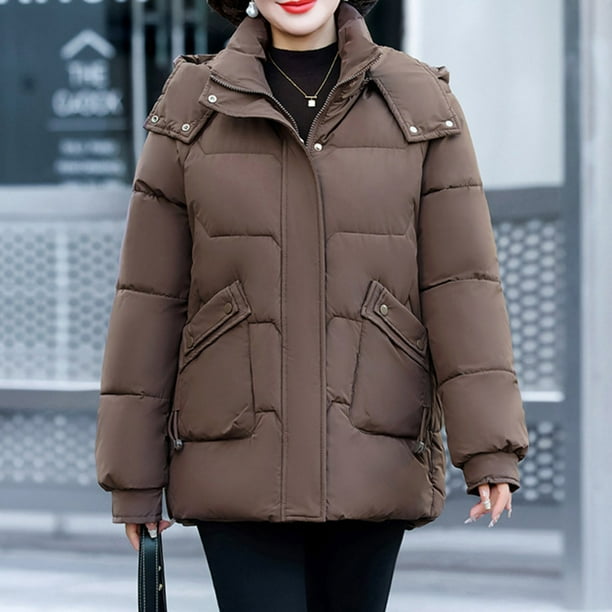 Abrigo informal de manga larga con capucha y chaquetas para mujer, abrigo largo reversible con cremallera y bolsillos de color, holgado y a la moda, de poliéster, para invierno