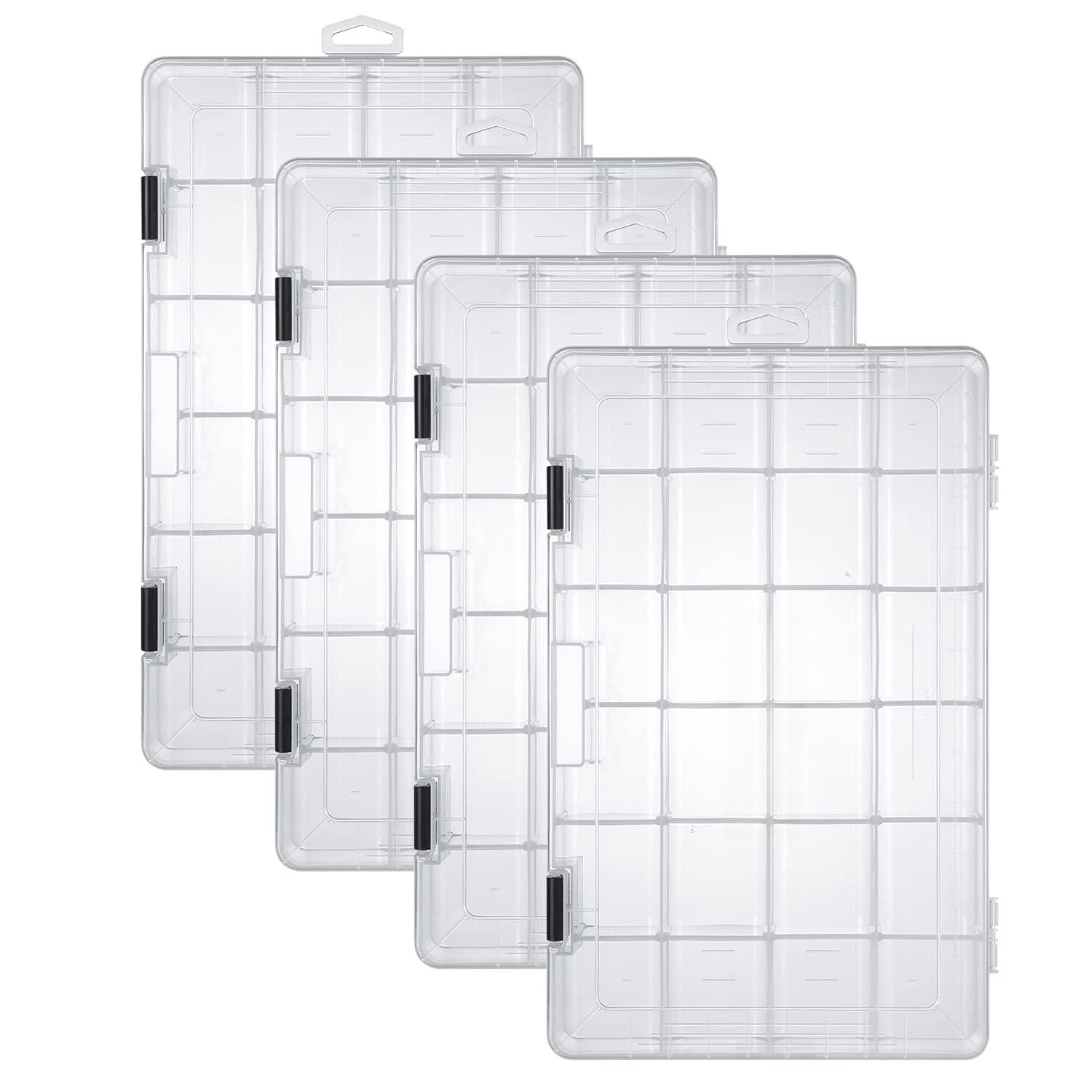 Fishing Tackle Boxes  3600 3700 Trays With Adjustable Dividers Clear Plastic Box Organizer Storage For Lure Bait Hook Craft Beads Earring Container 3 Or 4 Packs