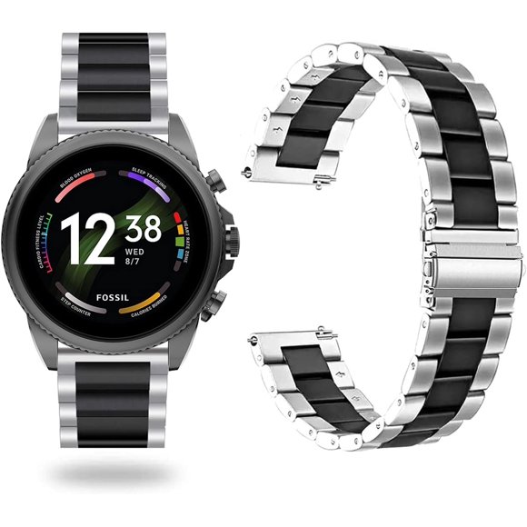 TRAHOO-Bands Compatible with Fossil Gen 6 Smartwatch Band Solid Stainless Steel Metal Band for Fossil Gen 6 42mm / 44mm Smartwatch