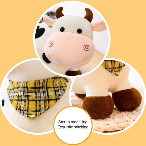 Muñecos de ganado del zodiaco, lindos juguetes de peluche de ternero, muñeco de vaca suave, adornos de cumpleaños, diseño exquisito