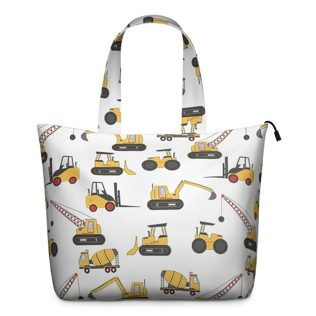 Grand Sac de Voyage avec Motifs de Camion de Dessin Animé et Camion de Pompiers Sac de Week-End Léger avec Sangle Réglable Multiples Poches, Idéal pour Gym, Randonnée et Voyages d'Affaires