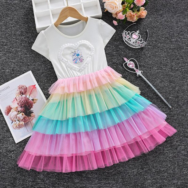 Vestidos de princesa para niñas con mangas voladoras Ropa para niños Frozen Elsa Vestidos de fiesta para bebés Niños Rh Vestido de verano zhangmengya unisex