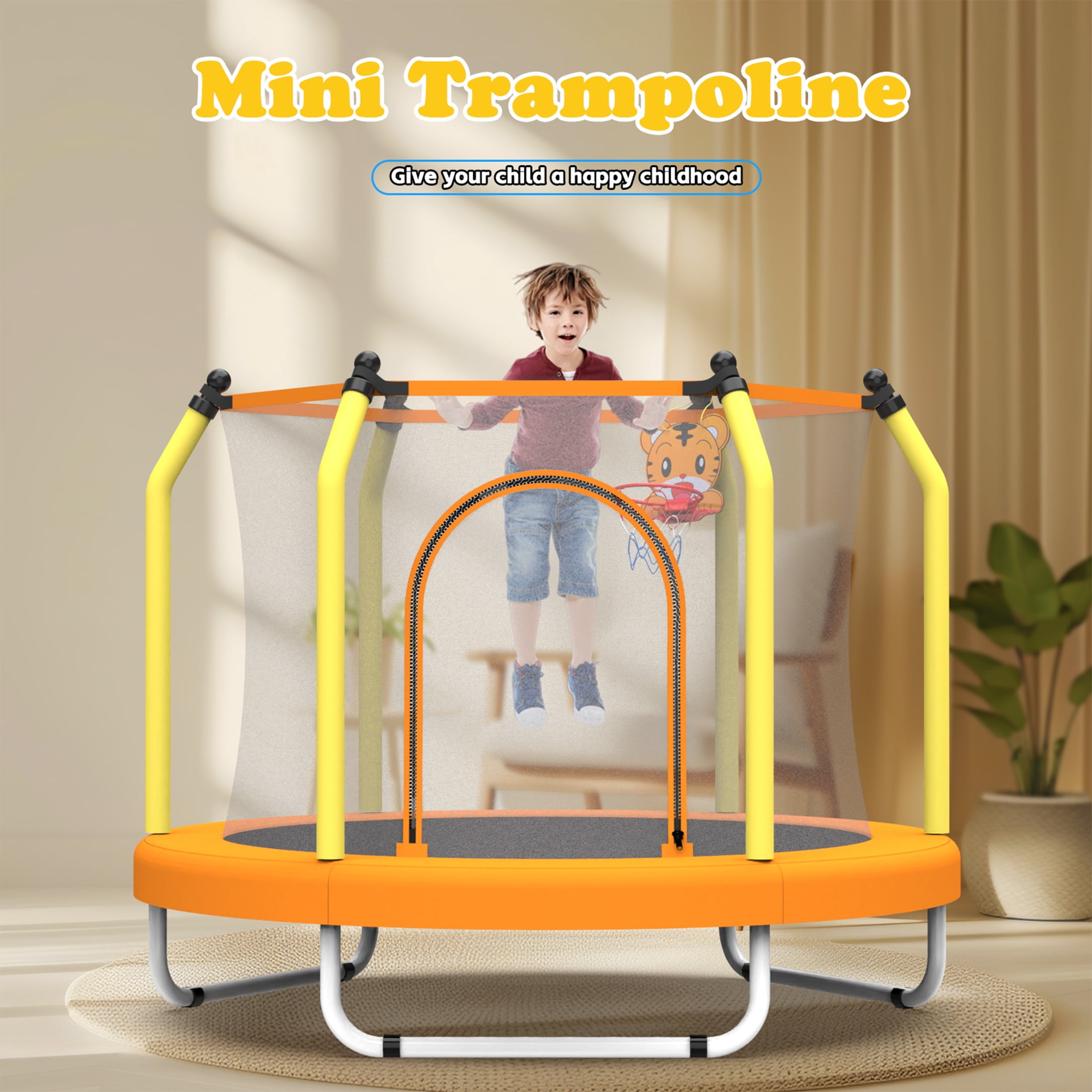 55'' Toddler Trampoline for Kids, SEGMART Kids Trampoline with Enclosure Net and Balls, Indoor Outdoor Mini Small Trampoline Birthday Gifts for Boys and Girls Age 3 Months and up