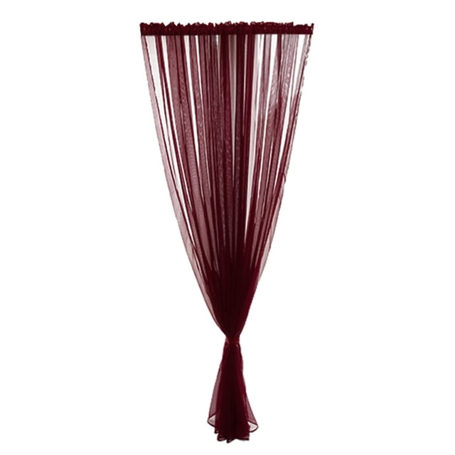 QIDESHIP Rideau Trinitrine Coloré, Panneau Unique, Style Tringle, 200X100Cm H X L, Bourgogne, Rideaux en Polyester Polyester, 1X un Rideau, Rideau Transparent Feuilles Tulle Voile de Fenêtre Drapé Cantonnière 1