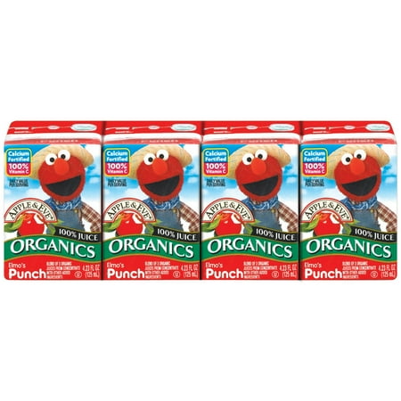 Apple & Eve 100% Organic Juice Drink, Elmo's Punch, 4.23 Fl Oz, 4 Count