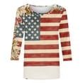 thumbnail image 5 of jjayotai 4th of July Shirts for Women Star and Stripes Flag Print Tunic Tops 3/4 Sleeve Patriotic Blouses Outfits, 5 of 6