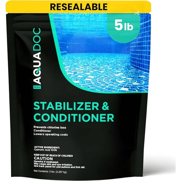 MAV AquaDoc Pool Stabilizer and Conditioner - 5lb - Cyanuric Acid Stabilizer for Swimming Pools - Pool Chemicals Made in The USA