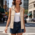thumbnail image 2 of MaFYtyTPR Women's Sleeveless Zip Up Hoodie Vest Lightweight Casual Hooded Jacket with Chest Pockets for Outdoor Activities Khaki XXXL, 2 of 7