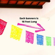 5 Pk Plastic Day of The Dead Decorations Outdoor, Dia de Muertos Banners Over 75 ft of Papel Picado B45