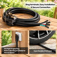50 Amp 8FT 4-Prong Range Power Cord with Eyelet Connector for Stove and ...