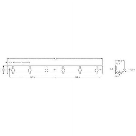 

Hardware T1690130 Utility Hook Rack 19-5/8 In (500 Mm) White