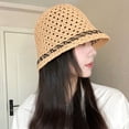 thumbnail image 5 of Sombrero de pescador plegable con circunferencia de 58-60cm, sombrilla femenina, sombrero protector solar, sombrero para el sol hueco de color simple, 5 of 5