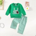 thumbnail image 2 of Gibobby Toddler Boy Hunting Clothes Long Sleeve Embroidery Crewneck Sweatshirt Pants Set Fall Outfit(Green,6-12 Months), 2 of 8