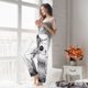 thumbnail image 5 of Balery Cute Cat Meadow Sketch Pantalones de pijama para mujer, pijamas ultraligeros, pantalones de estar por casa-Medium, 5 of 6